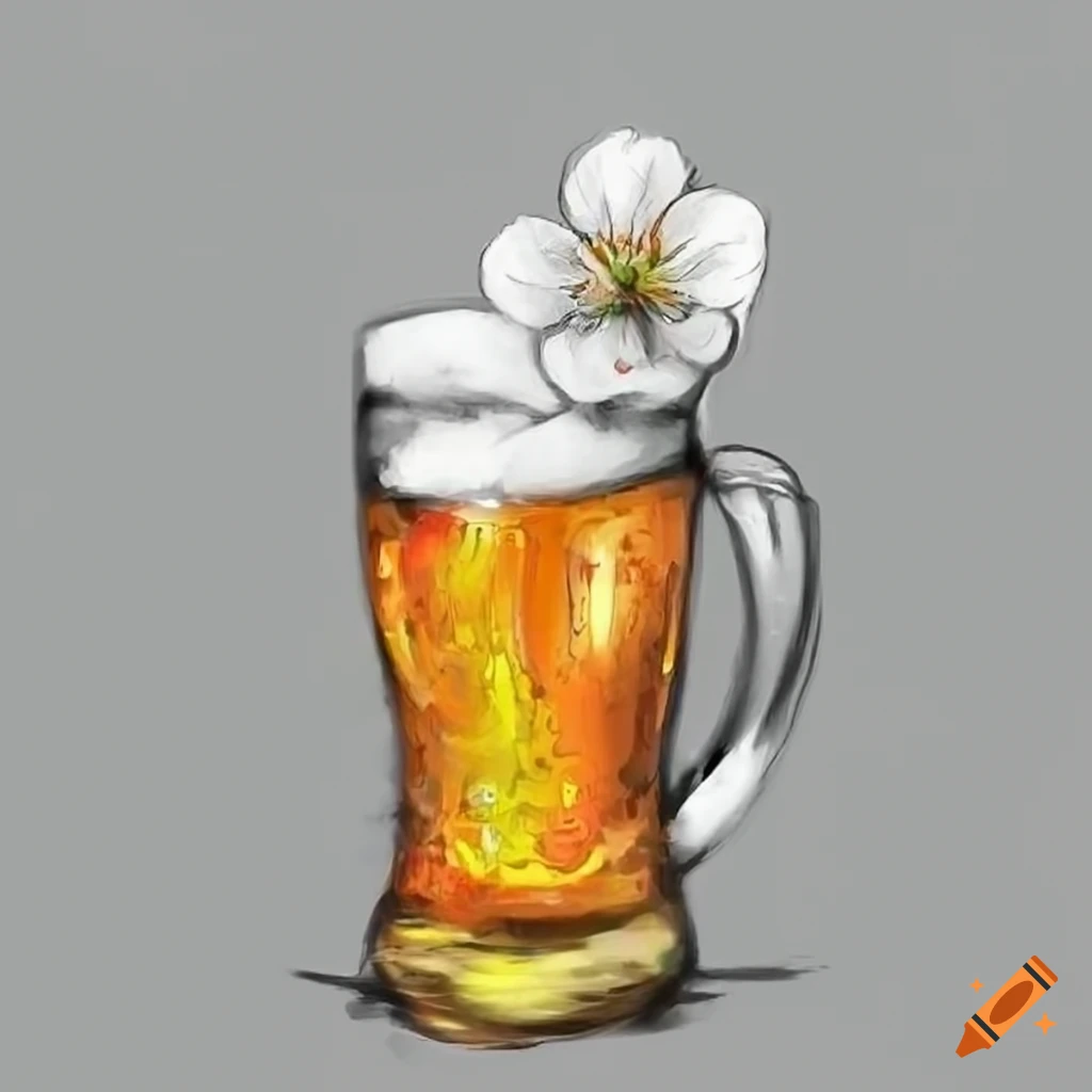 Apple blossom pint glass design in black and white on Craiyon