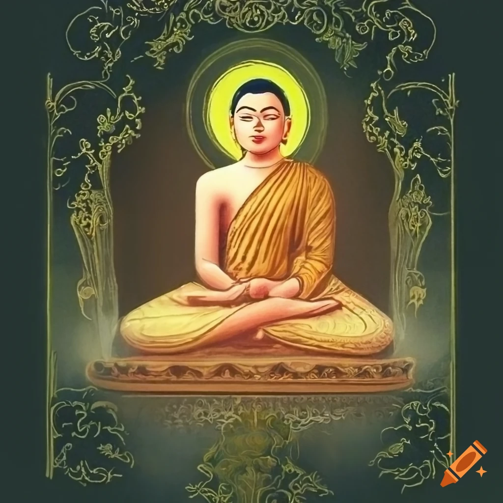 Buddhist Vesak card design with traditional Sri Lankan elements