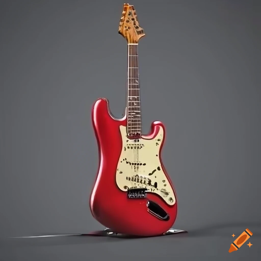 Red Corvette electric guitar like Fender Stratocaster with eagle wings