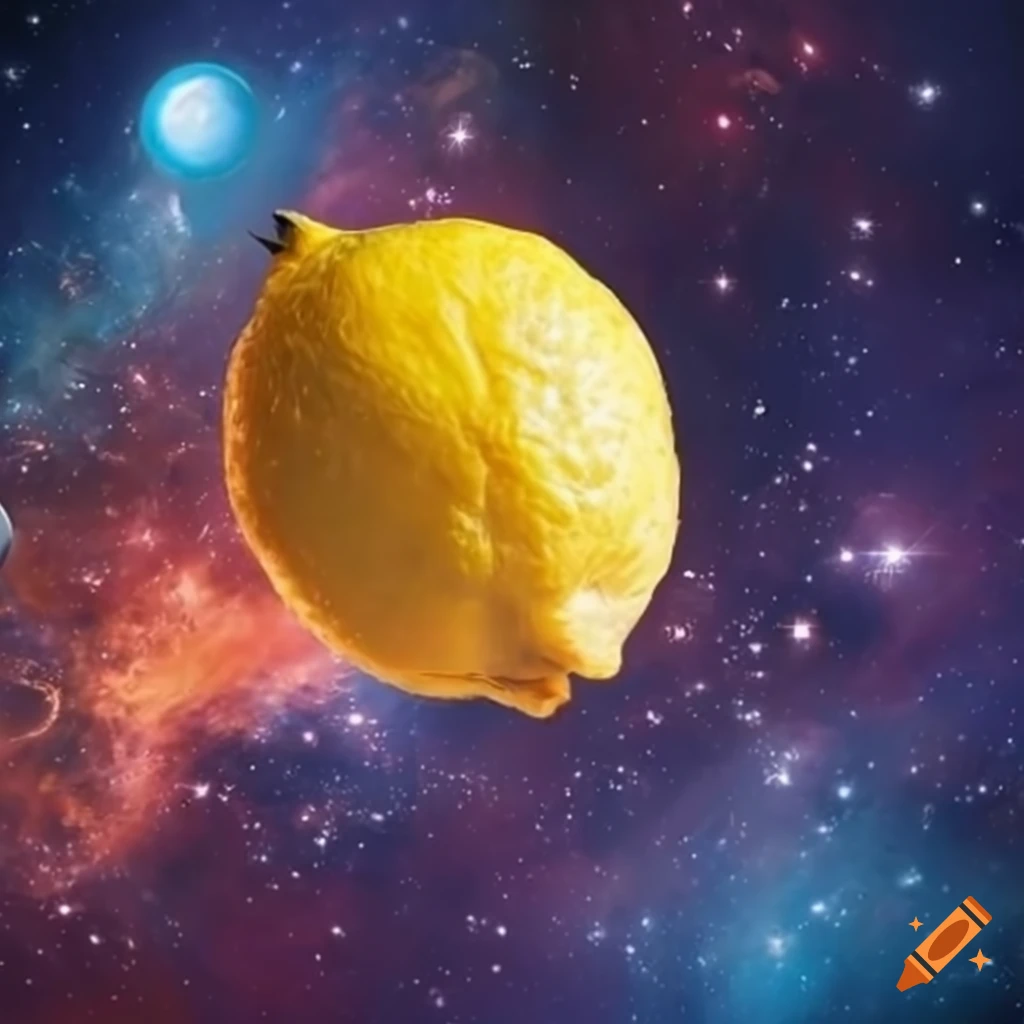 Lemon with wings in outer space on Craiyon