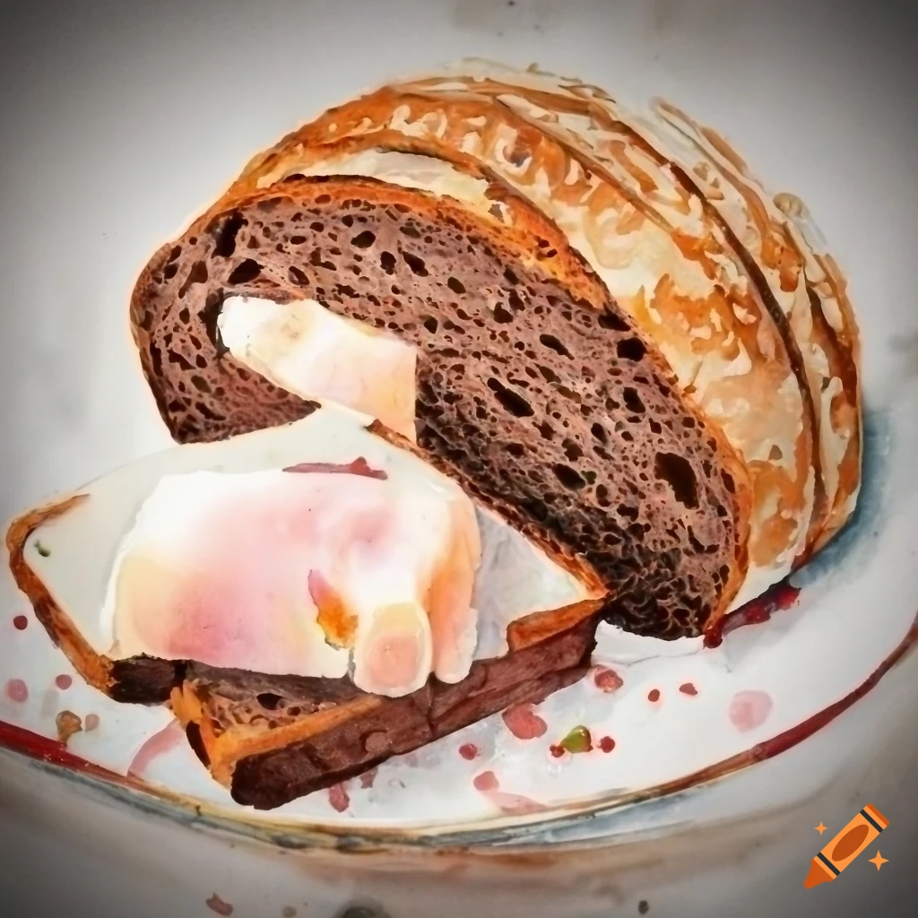 Rye bread with lard, salt, and garlic