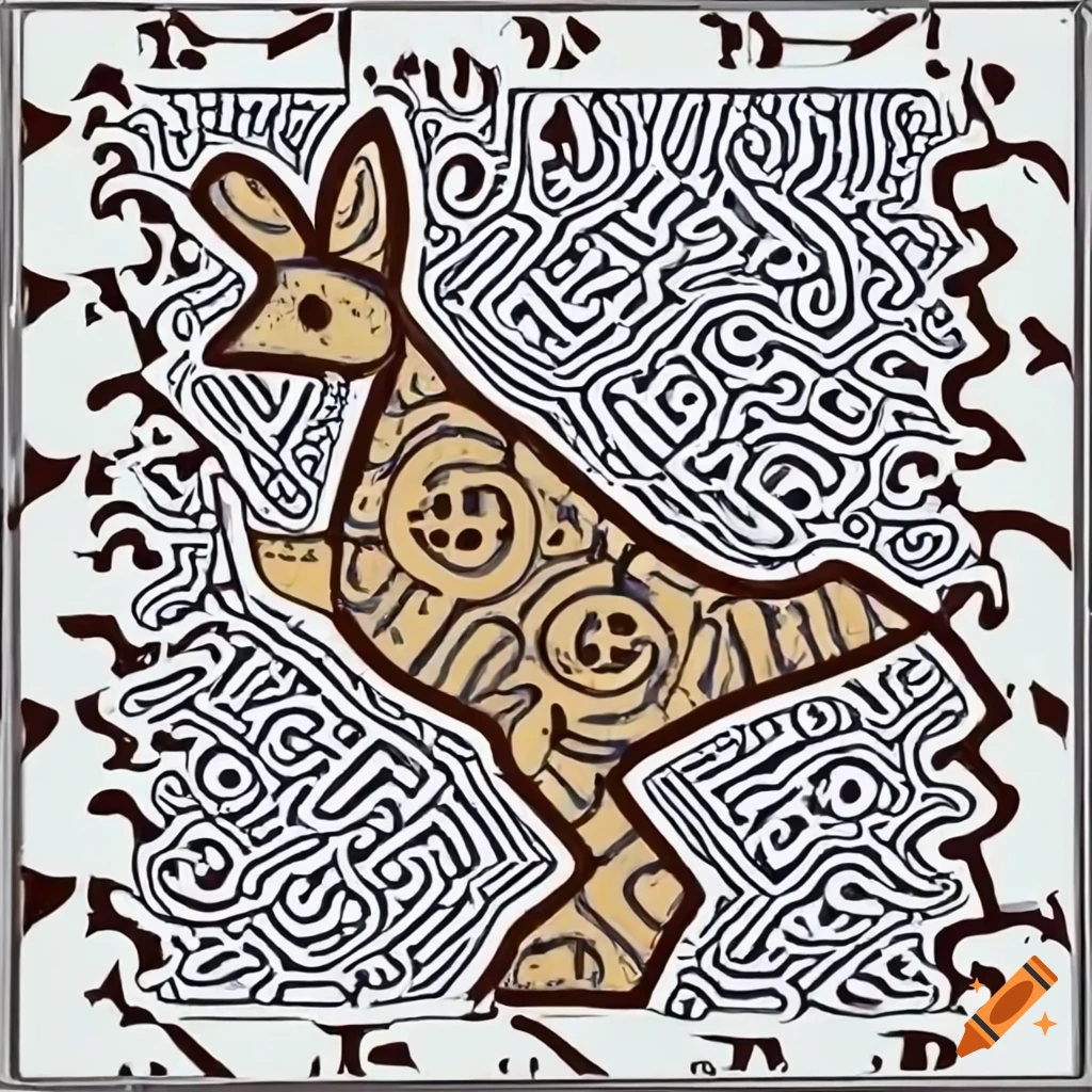 Rabbit-duck illusion in the style of a Mayan glyph