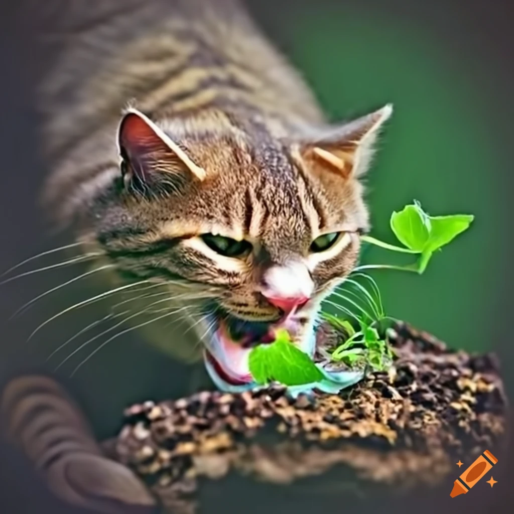cat-eating-a-plant-on-craiyon