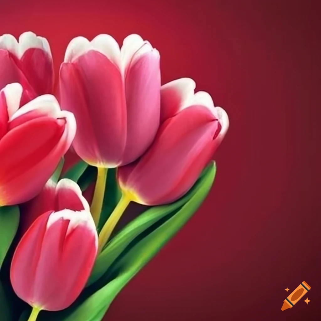 Heart made of tulips for Valentine's Day