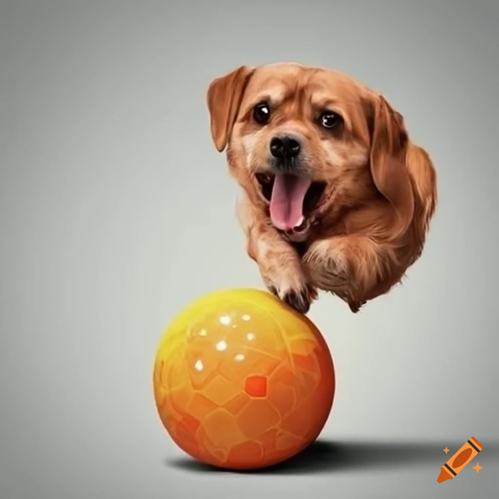 Ein Hund auf einem Ball