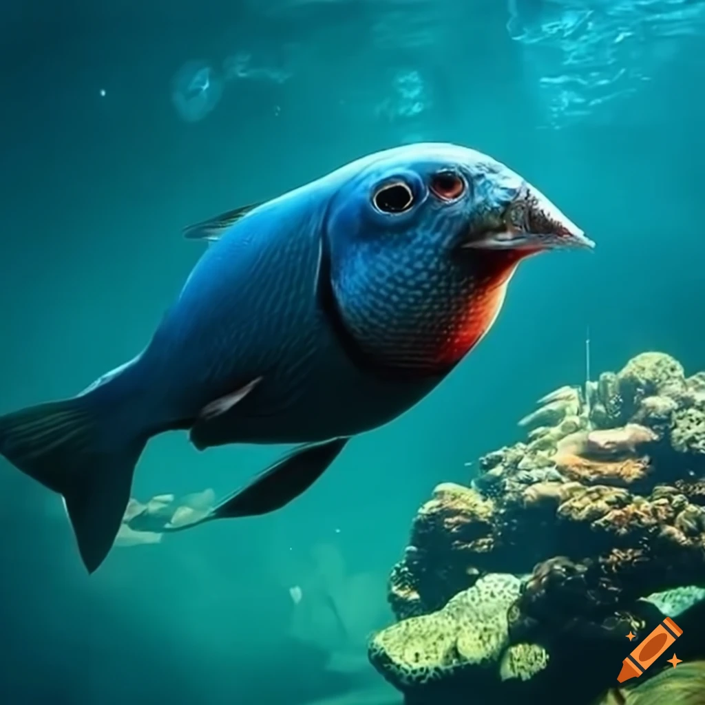 En flygande fisk med vingar som en fågel i luften