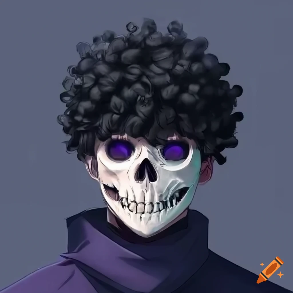 Mysterious man with bandaged skin and skull mask in anime style