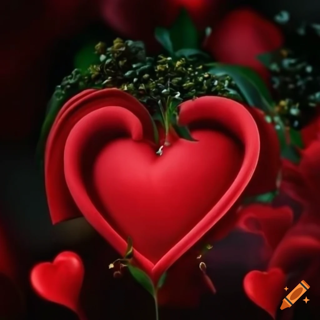 Valentine's Day theme with longing sadness heart and flowers