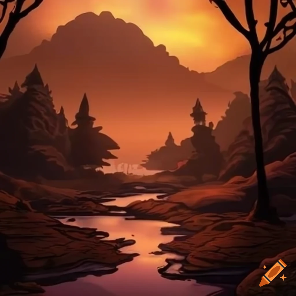 Cartoonish morning scene