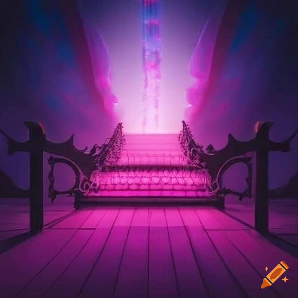 Gates of heaven illuminated by pink lights
