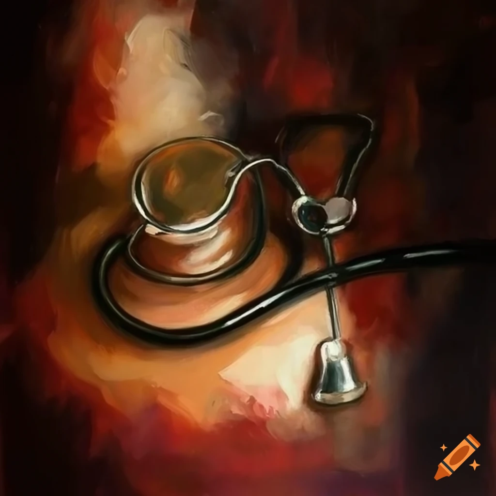 Shining stethoscope in an oil painting on Craiyon
