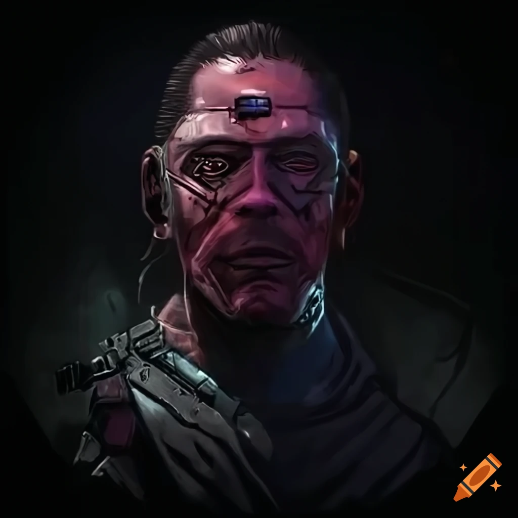 Cyberpunk enforcer with eye patch