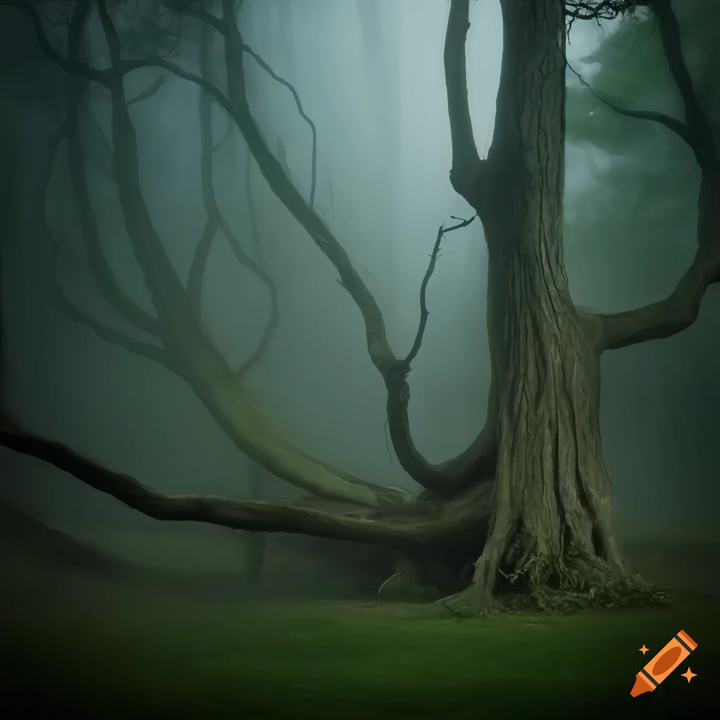 Old tree in mist