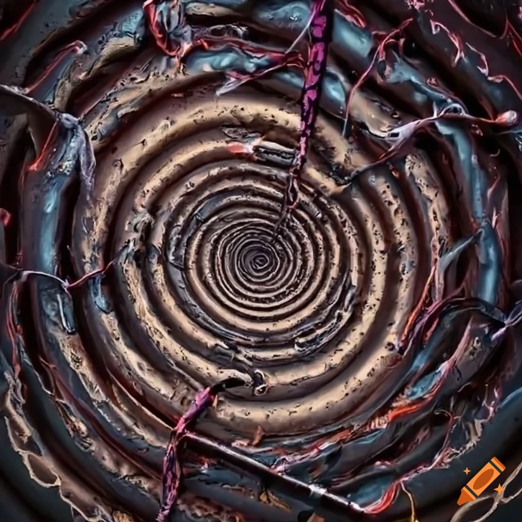 Person climbing a metal structure in a round shape