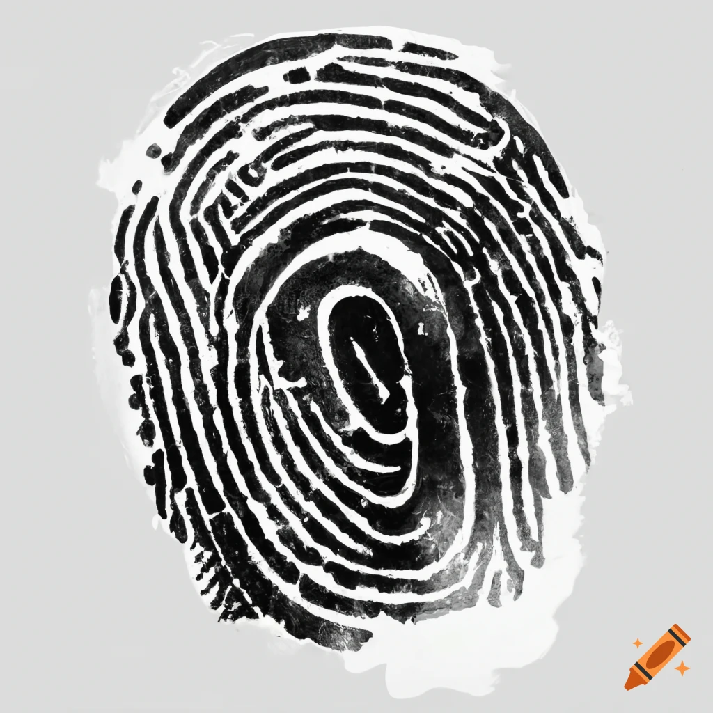 Black fingerprint on white background