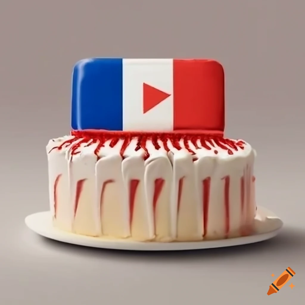 Youtube cake with french flag decoration on Craiyon