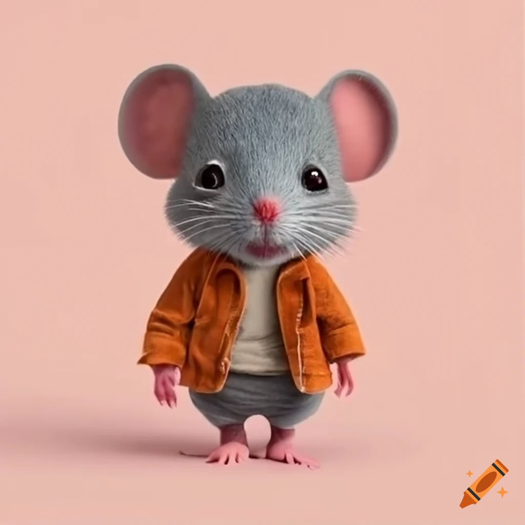 Motivating cute little mouse in a corduroy jacket