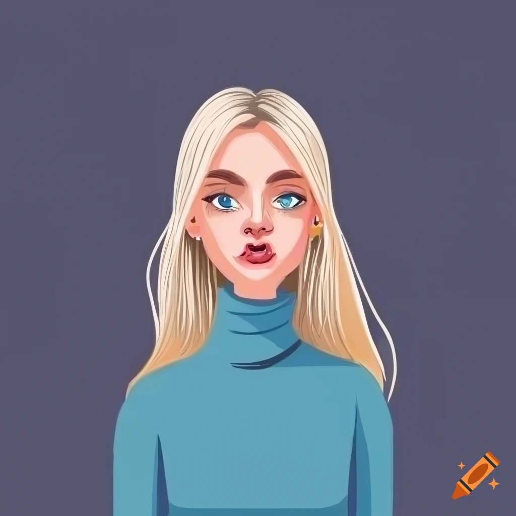 Stylish Young Woman With Platinum Blonde Hair And Blue Eyes In Vector Art Style On Craiyon 0117