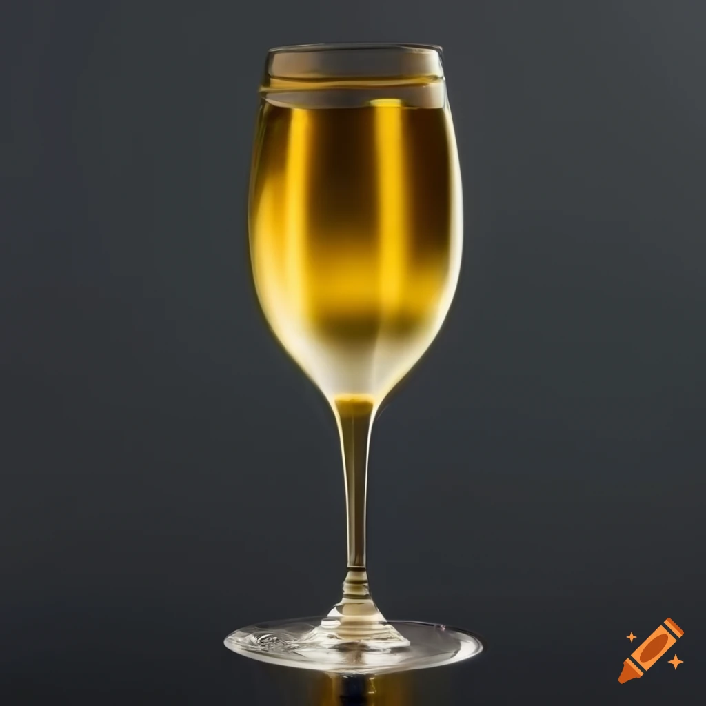 Shiny golden champagne glass on black background