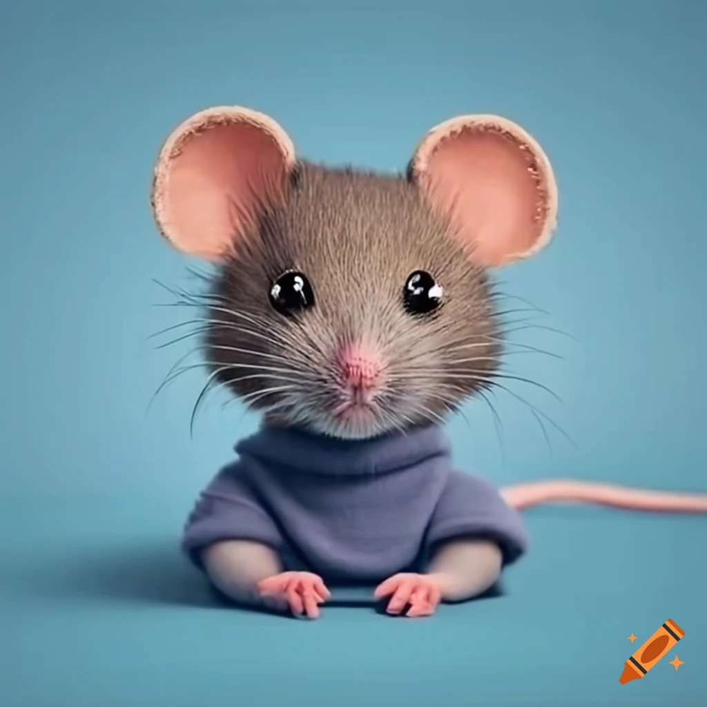 Motivating cute little mouse wearing a cozy sweater