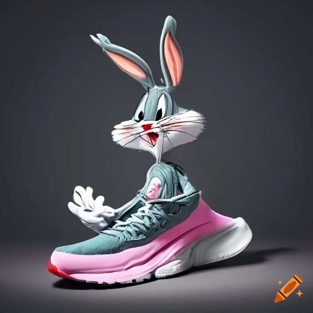 Bugs bunny wearing oversized running shoes on Craiyon