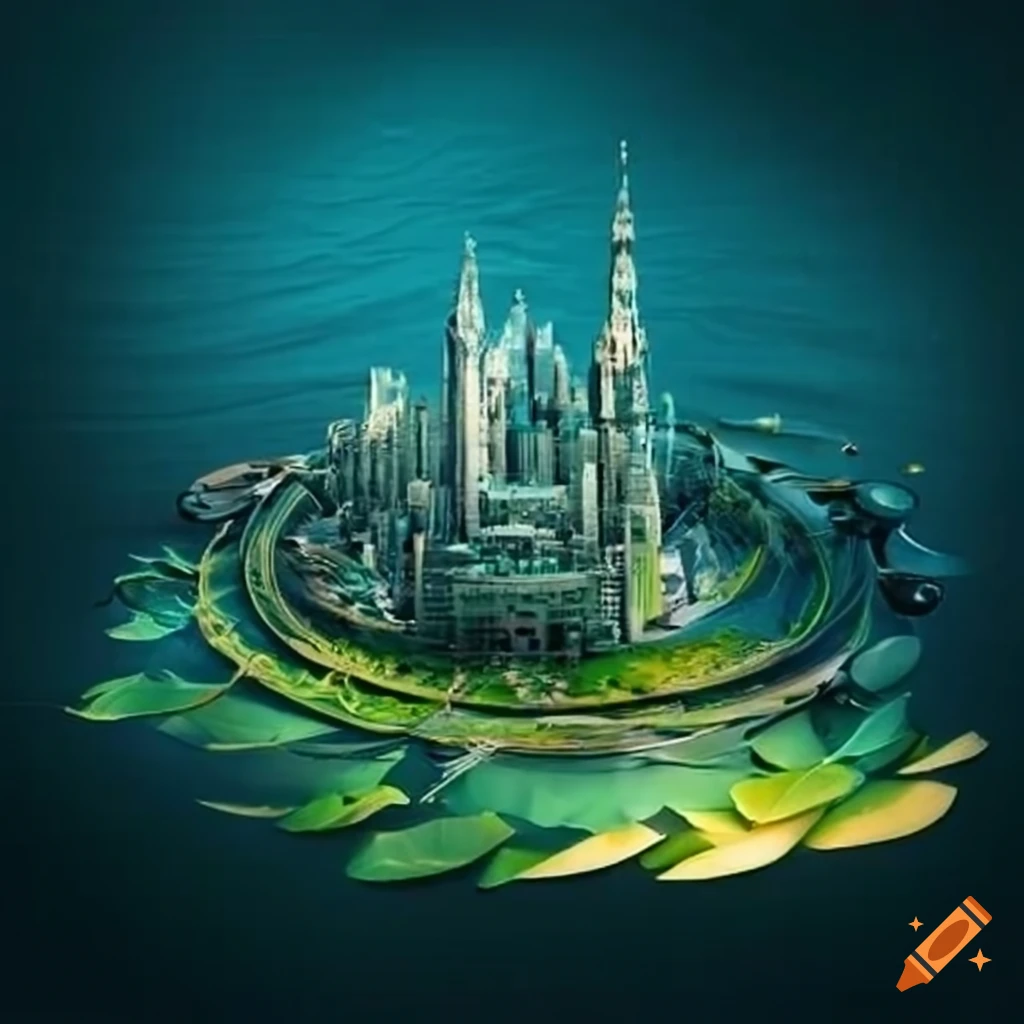 City made of water and leaves