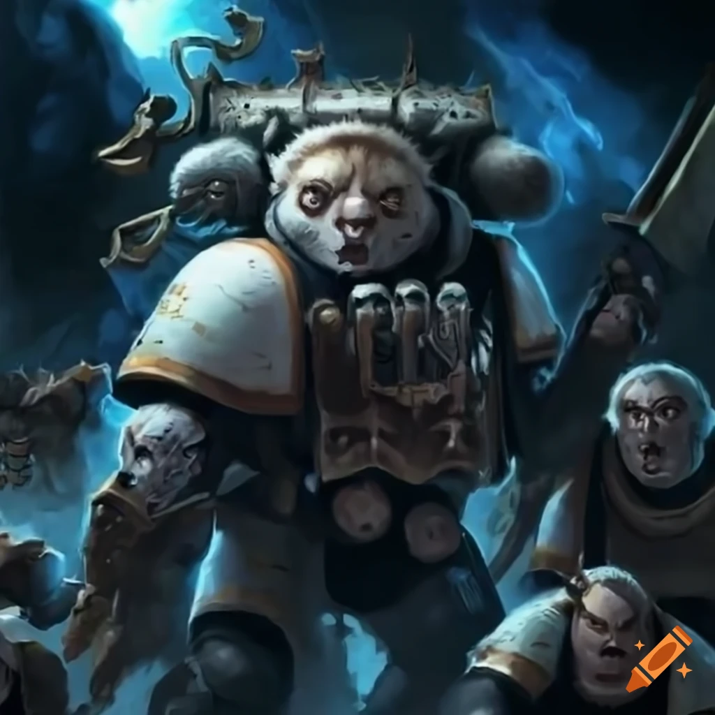 Ferrets attacking Warhammer spacemarine