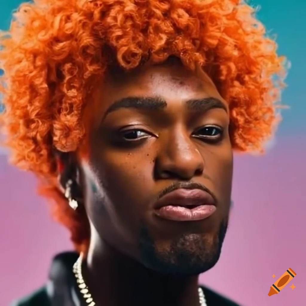 Black rapper with curly orange hair on Craiyon