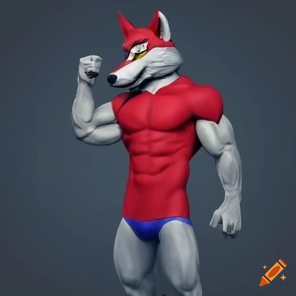 Anthro wolf in a red shirt