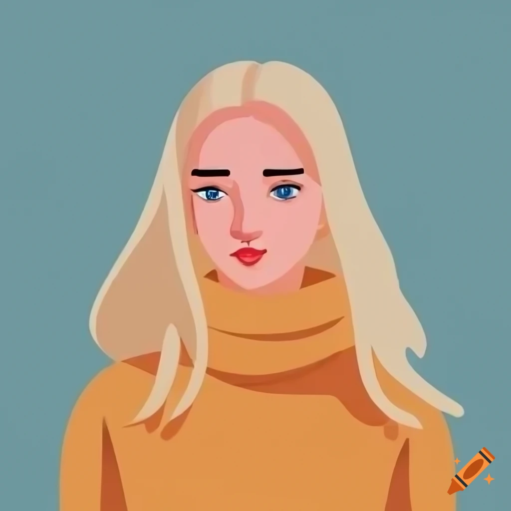 Stylish Young Woman With Platinum Blonde Hair In Vector Illustration On Craiyon 1742