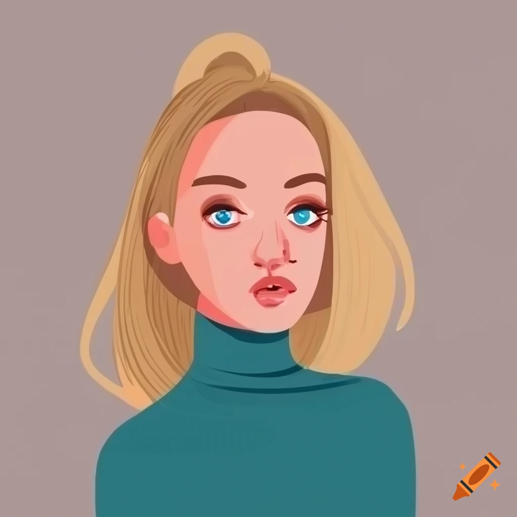 Professional young woman with blonde hair and blue eyes in trendy ...