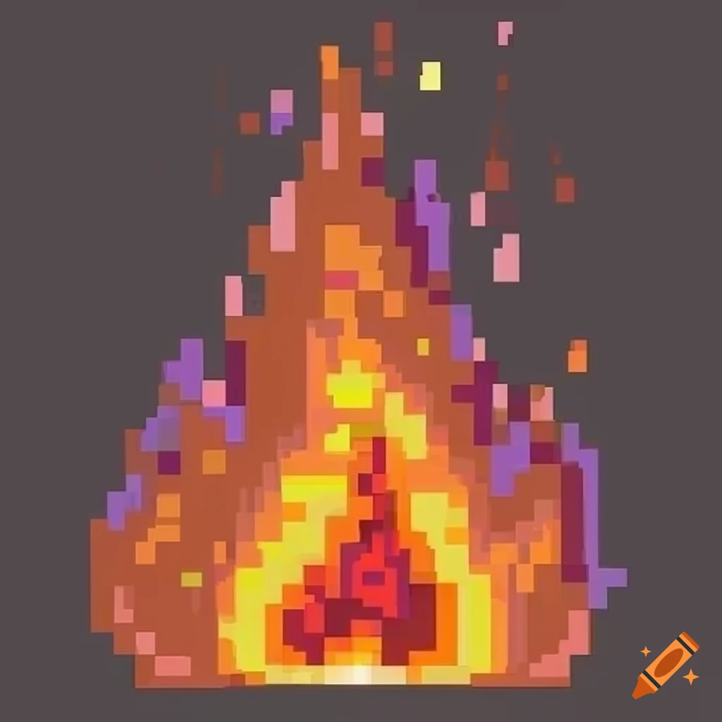 Pixel art flame on Craiyon