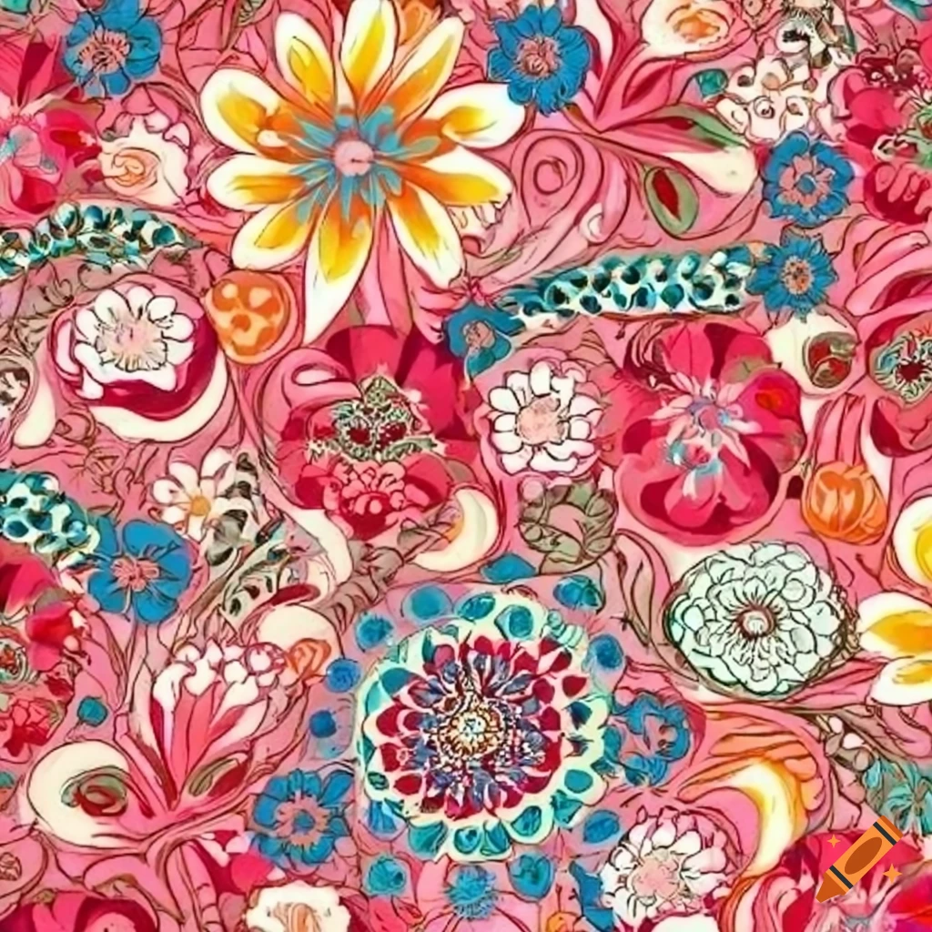Floral bohemian repeat pattern on Craiyon