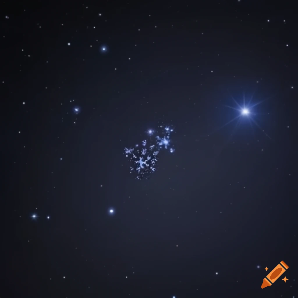 Snowflake shaped constellation in the night sky