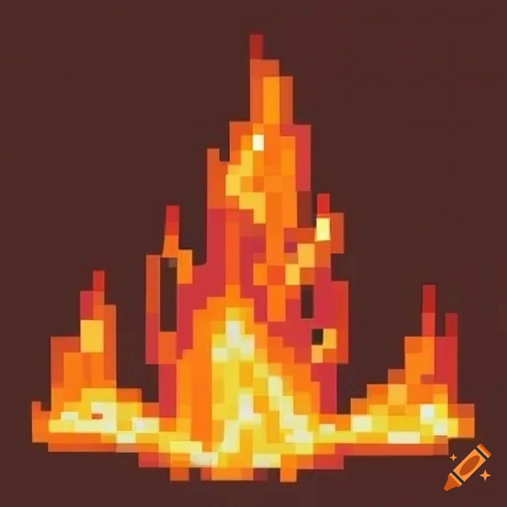 Pixel art flame on Craiyon