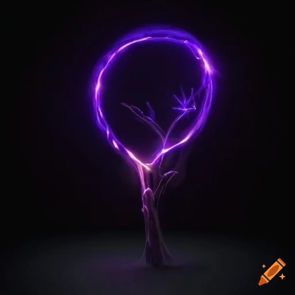 Magically glowing branch fork with a stretched wire