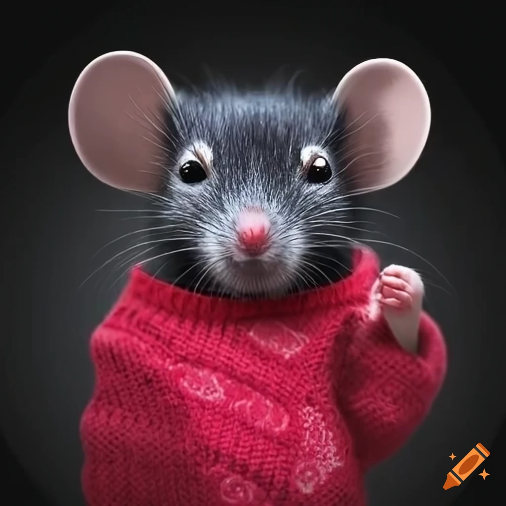 Motivated cute little mouse wearing a sweater