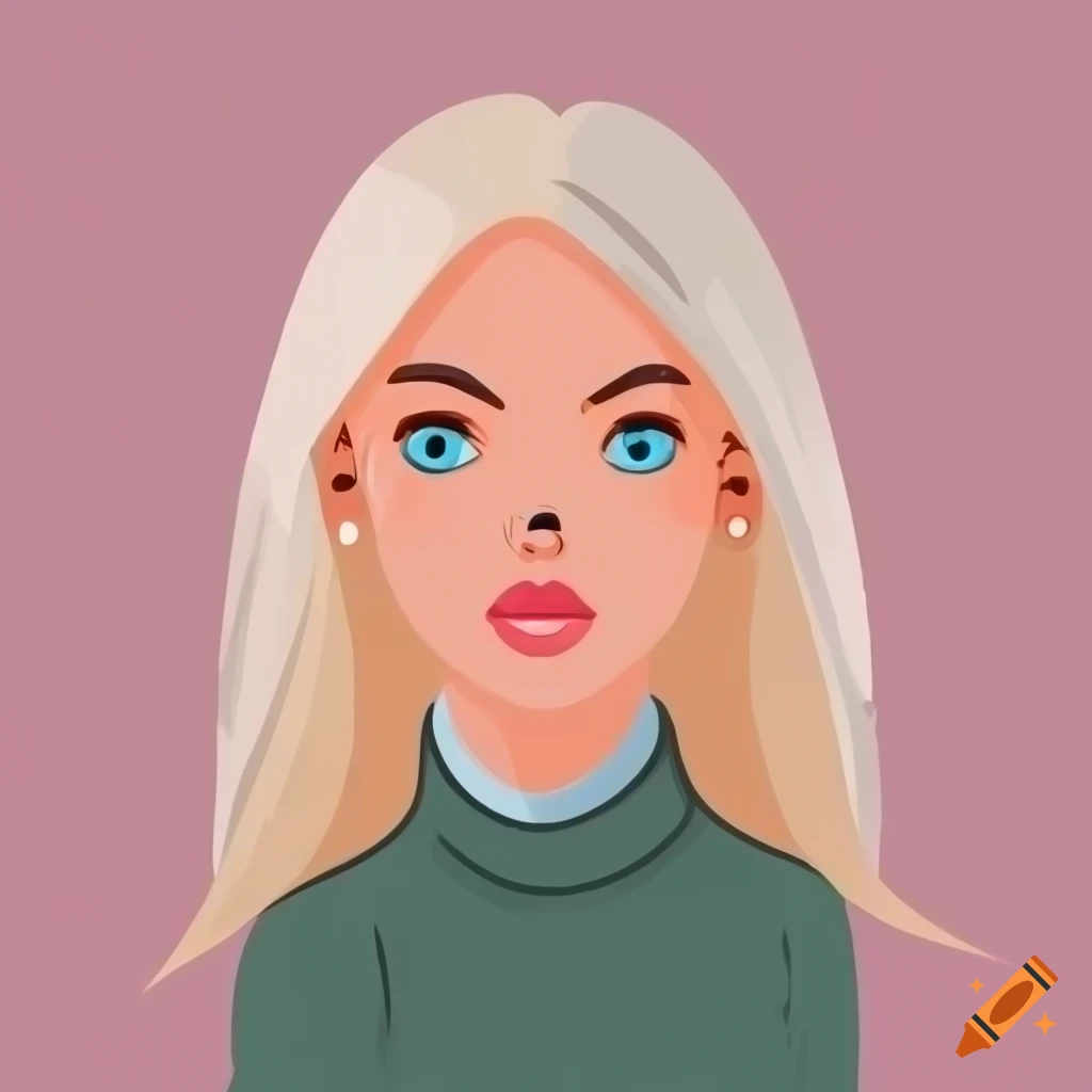 Professional young woman with platinum blonde hair and blue eyes in a ...