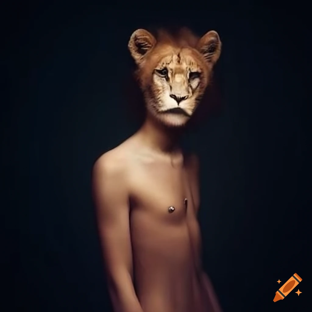 Half lion half penguin hybrid creature