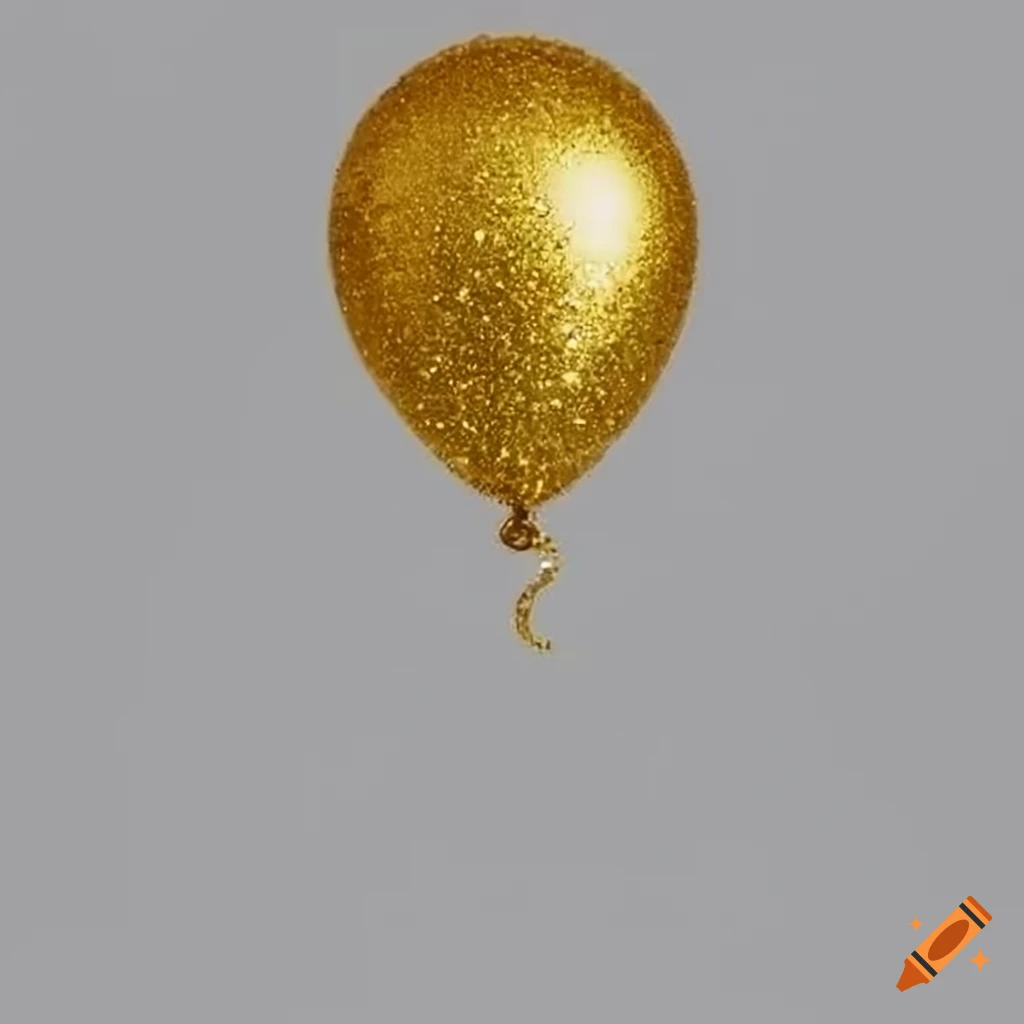 Golden glitter balloon on white background