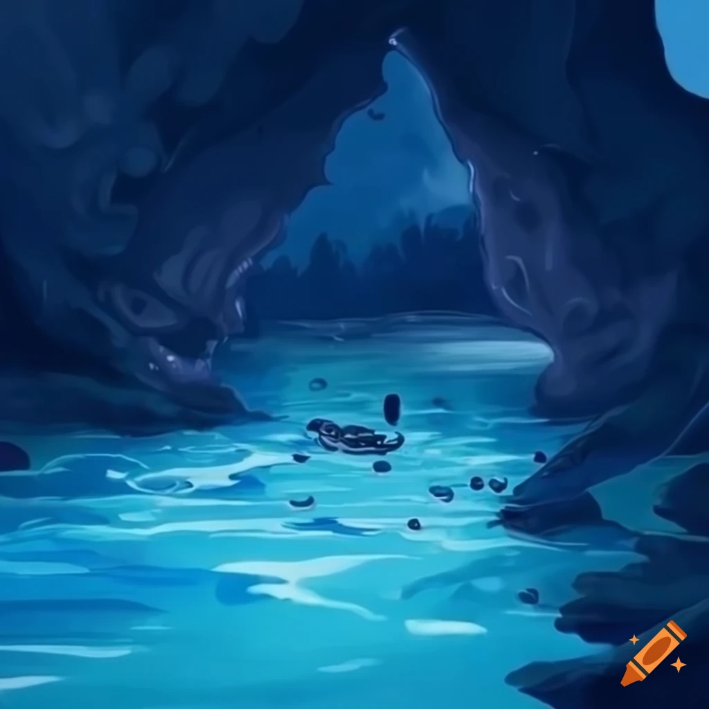 Red and white blend in water in ghibli aesthetic style