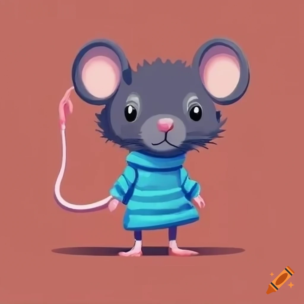 Motivated cute little mouse wearing oversized sweater