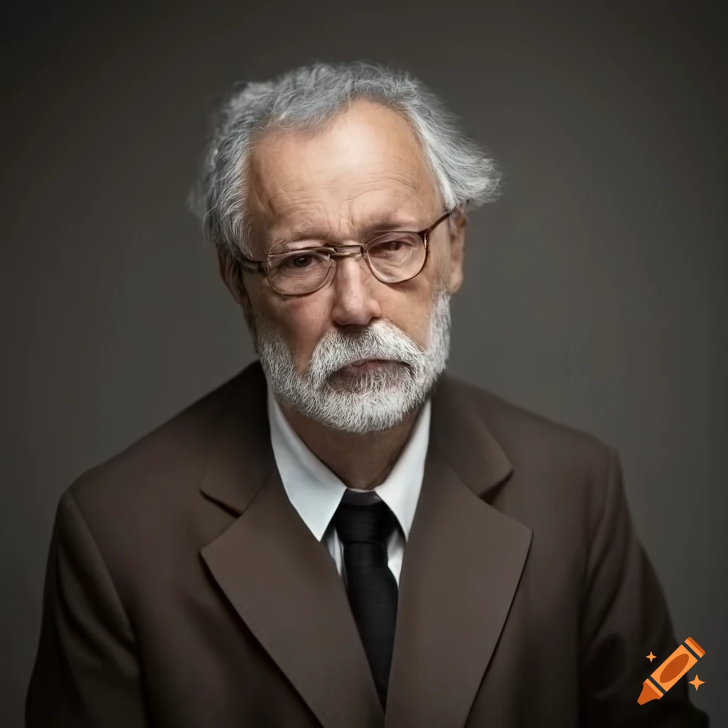 Middleaged male professor with greying ruffled brown hair on Craiyon