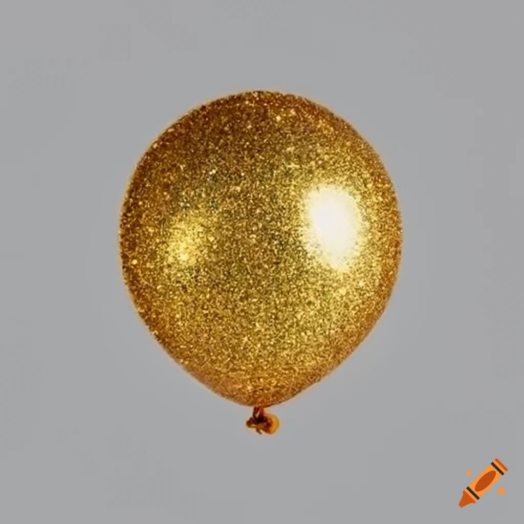 Golden glitter balloon on white background