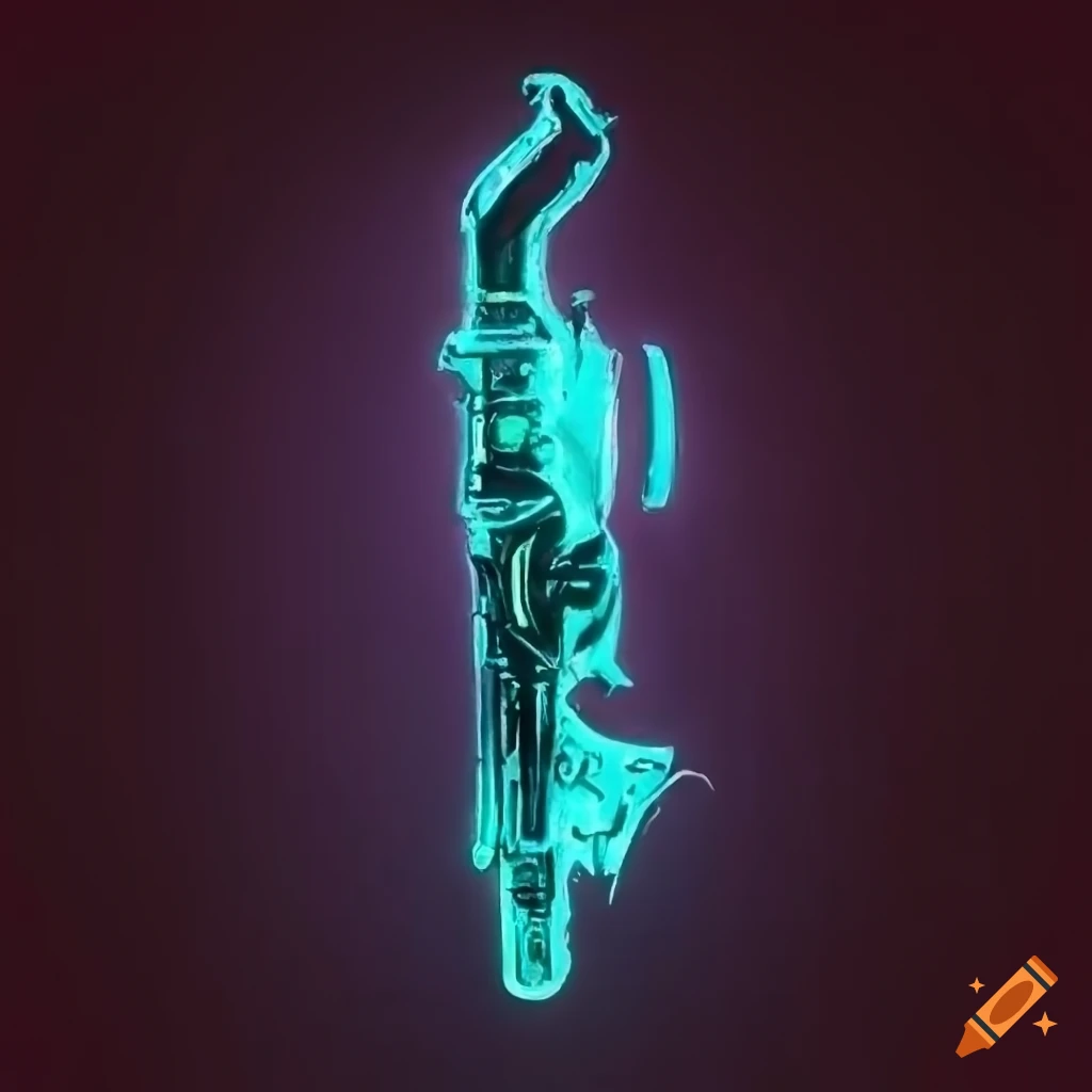 Rifle with glowing magical runes in warhammer 40k style on Craiyon