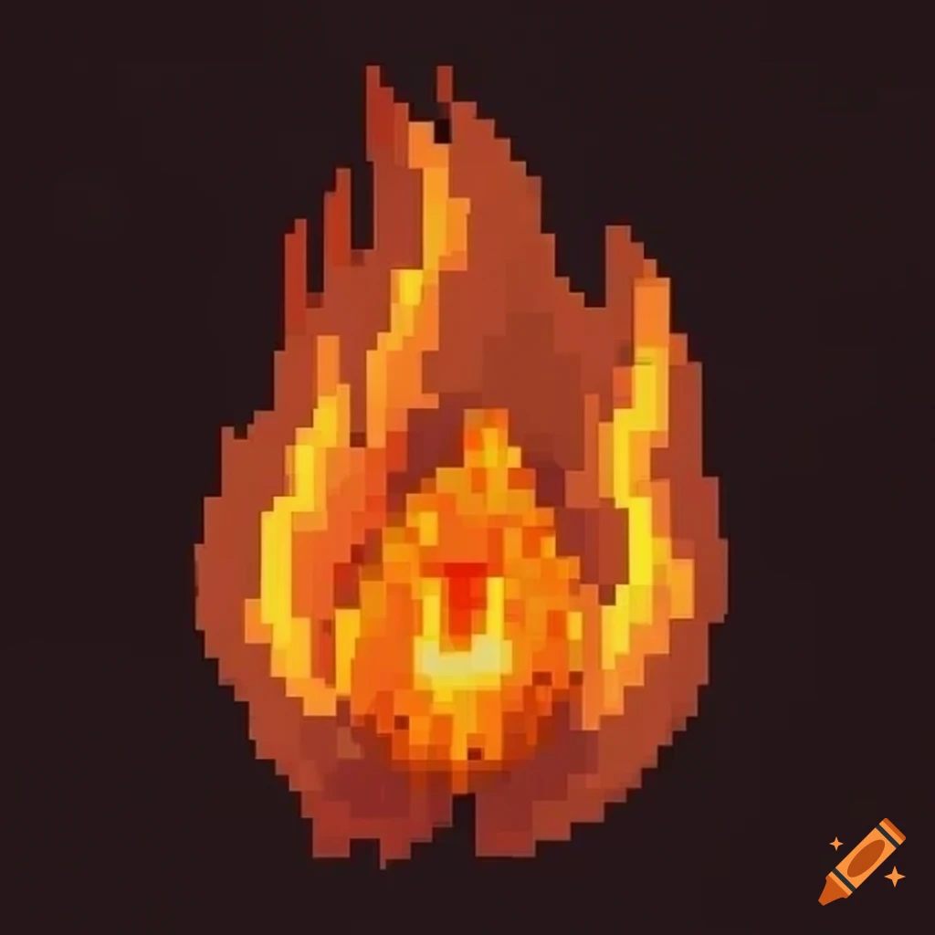 Pixel art flame on Craiyon