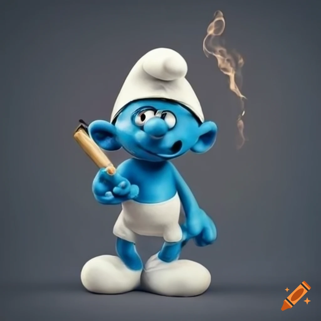 Smurf holding a rolled object