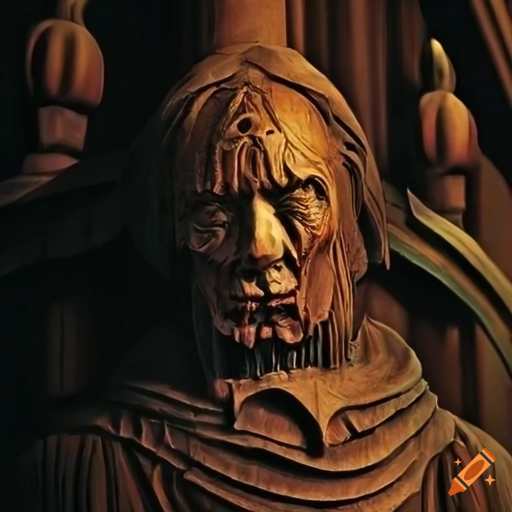 Sleepy Hollow in Architectural Stave carving style with Lord of the Rings motif