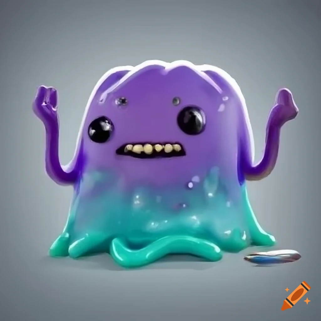 Gelatinous ooze dnd purple wizard with magic book on Craiyon