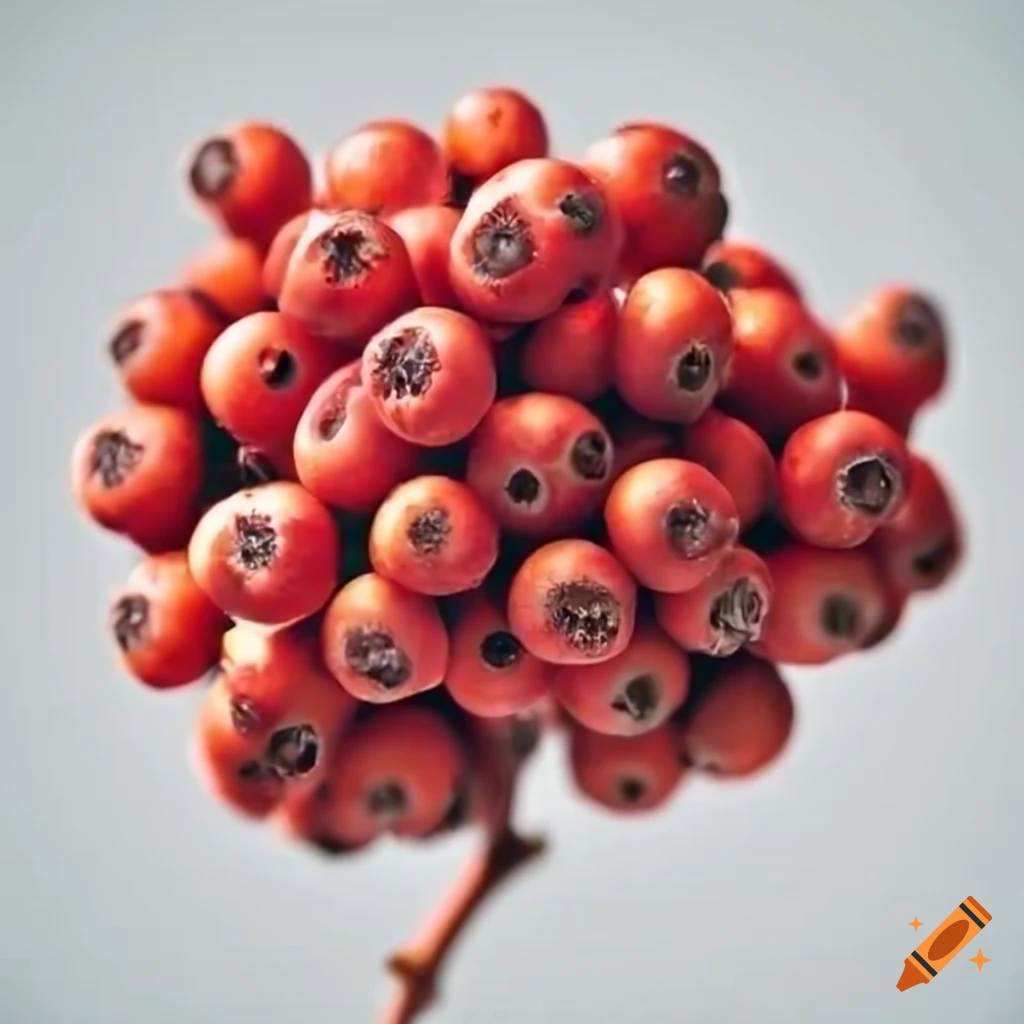Mountain ash berries on white background